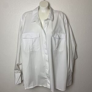Good American The Good Shirt Oversize White Hi Lo Button Down SZ 6/2XL